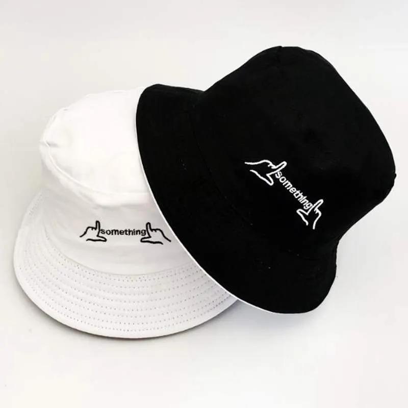 Double-side Fisherman Cap Letter Embroidery Cotton Bucket Unisex Shading Panama Sun Hat Outdoor Fishing Travel Hiking Sport Cap