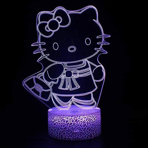 3D Illusion Led Night Light Lamp Cute Hello Kitty Baby Nursery Room Nightlight Kids Childrens Bedroom Decoration Gift 3d Lamp
