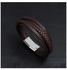 Genuine brown leather wristband with silver clasp