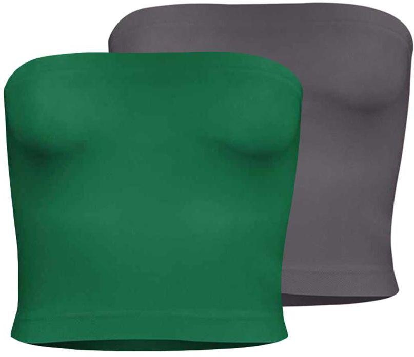 Silvy Set Of 2 Tube Tops For Women - Green / Gray, Large