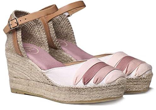 توني بونس حذاء اسبادريل بكعب عريض من خليط القطن للنساء من لولا سم، مقاس 35 EU، لون بينك, روزا, 35 EU