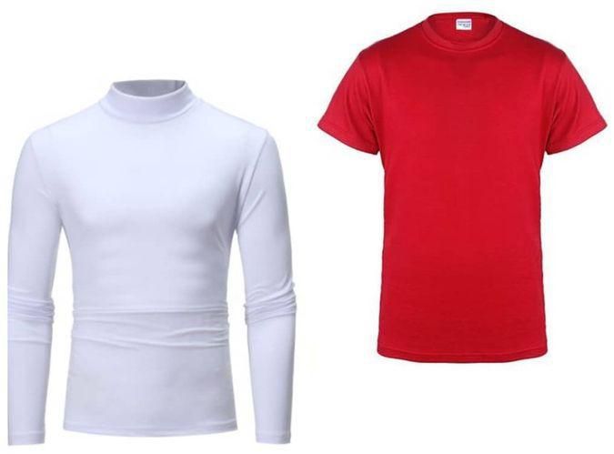 Quality Mens White Turtle Neck Polo Shirt And Red Polo Shirt