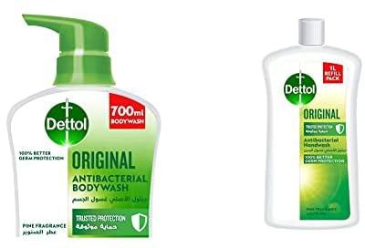 Dettol Original Shower Gel and Body Wash For Effective Germ Protection & Personal Hygiene, 700ml & Handwash Liquid Soap Original Refill for Effective Germ Protection & Personal Hygiene, 1L