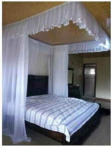 Generic 2 Stand Mosquito Net With Sliding Rails - White