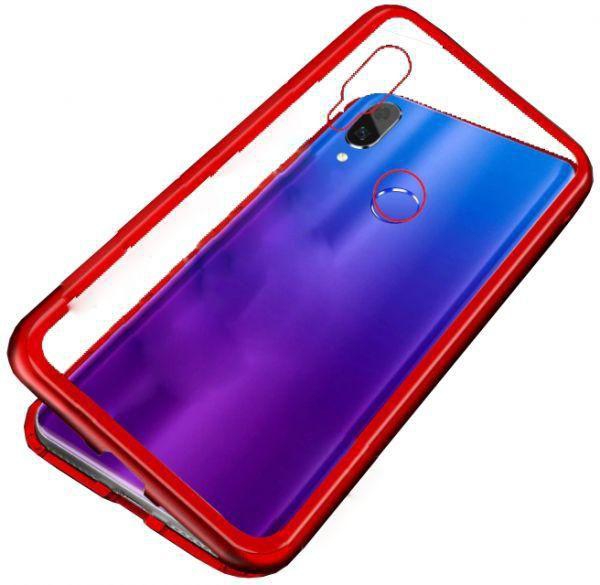 Magnetic Adsorption Case Comaptible for Samsung Galaxy A30 Full Body Protection Metal Frame Ultra Thin Clear Tempered Glass For Samsung Galaxy A30 , Red