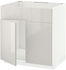 METOD Base cabinet f sink w 2 doors/front - white/Ringhult light grey 80x60 cm
