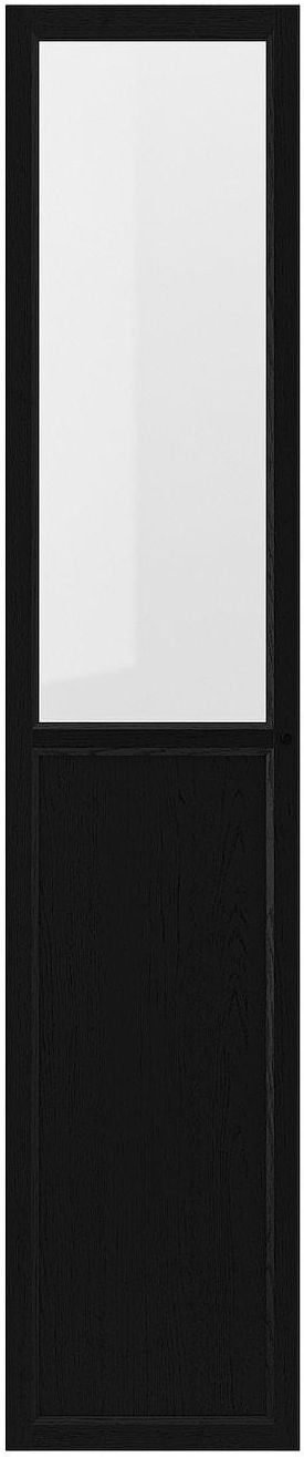 OXBERG Panel/glass door - black oak effect 40x192 cm