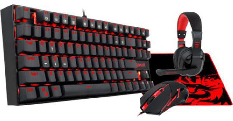 Redragon Gaming Essentials 4-in-1 Starter Kit K552 KUMARA Keyboard + M601 Gaming Mouse + H101 Gaming Headset + P001 Mouse Pad