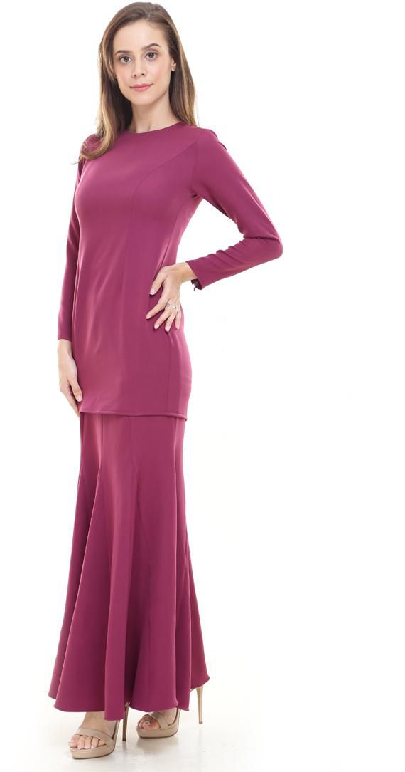 Rina Kurung 6 panels Flowly Skirt Basic Modern Muslimah - 5 Sizes (Purple)