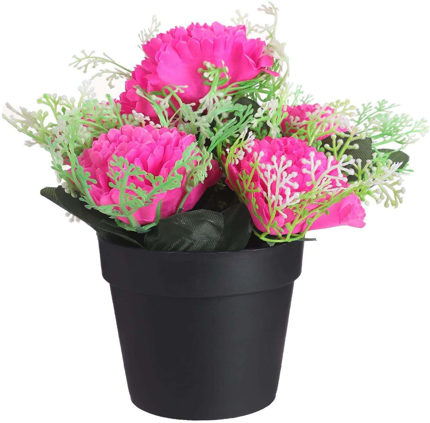 Get Plastic Round Vase With Flowers, 10 Cm - Fuchsia with best offers | Raneen.com