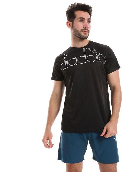 Diadora Men Sports Printed T-Shirt - Black
