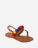 Joelle Pom Pom Colorful Sandals - Camel
