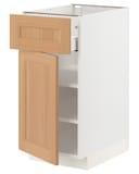 METOD / MAXIMERA خزانة قاعدة مع درج/باب, أبيض/Vedhamn سنديان, ‎40x60 سم‏ - IKEA