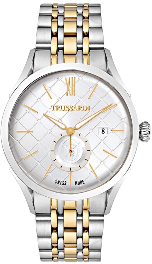 Trussardi Dinastia Men's White Dial Gold IP Two Tone Stainless Steel Swiss Watch