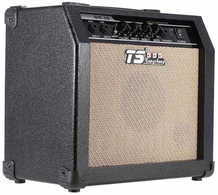 Professional 3-Band EQ 2 Channel Electric Guitar Amplifier Distortion GT-15 Black/Brown