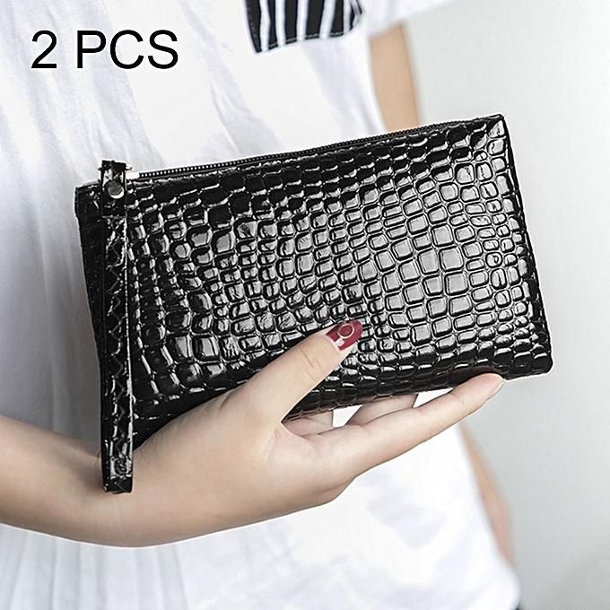 Generic 2 PCS Fashion Crocodile Texture Handbag, Size: 20*12cm(Black)