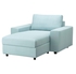 VIMLE Cover for chaise longue - with wide armrests/Saxemara light blue