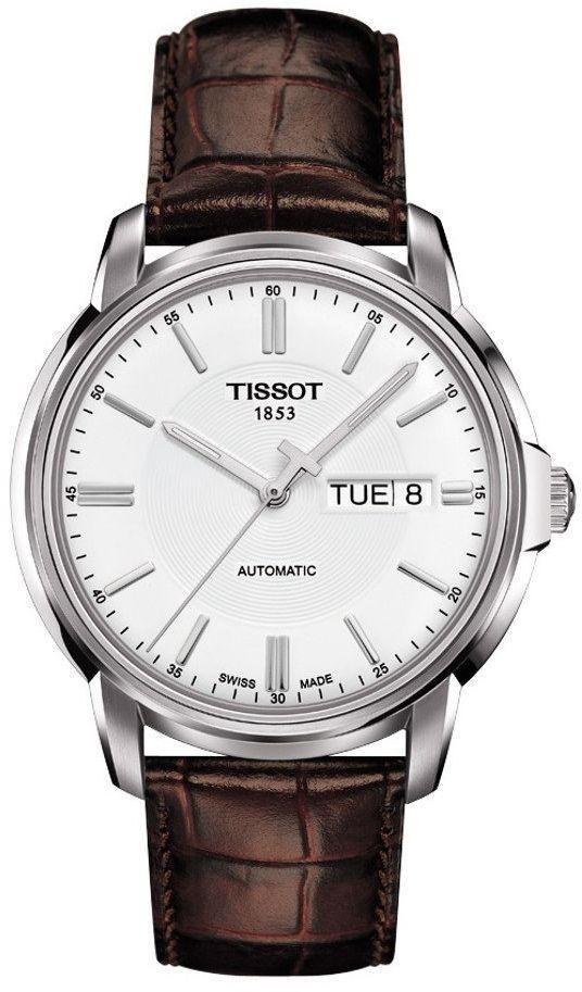 Tissot Swiss Made Men's Automatics III White Dial Leather Band Watch - T0654301603100