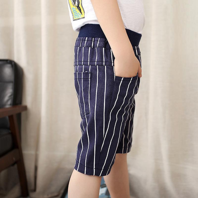 Boys Pants Knee Length Cropped Trousers Vertical Striped 3-8Y - 5 Sizes (Dark Blue)