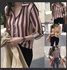 Long Sleeve Blouse Stripe Combined Color Yellow