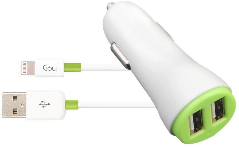 GOUI Eve Car charger Hi-Power Car Charger + Sync Cable For Iphone 5,6,7 3.4A White