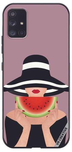 Protective Case Cover For Samsung Galaxy A71 5G Girl With Watermelon Design Multicolour