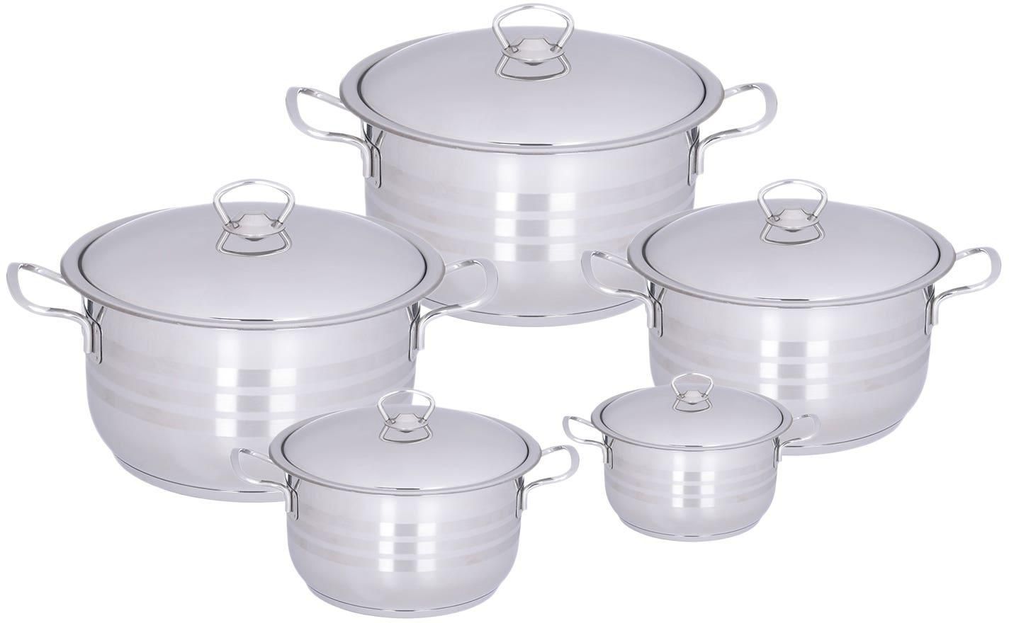 Get Aboud Stainless Steel Cookware Set, 10 Pieces - Silver with best offers | Raneen.com