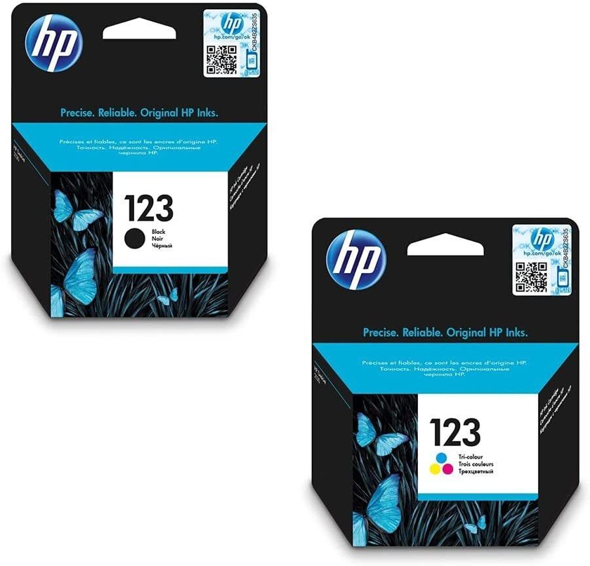 HP 123 Ink Cartridge Set, Black - F6V17Ae &amp; Tri-Color - F6V16Ae
