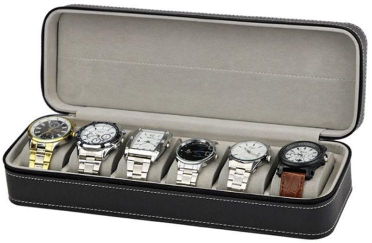 Generic 6-Slot PU Leather Watch Box