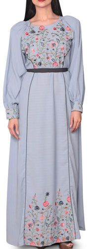 فستان حسناء المطرز باللون الأزرق - صغير/متوسط