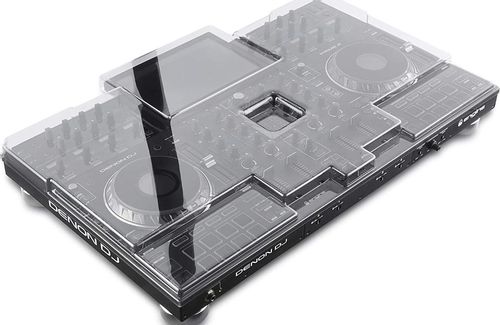 Decksaver Cover for Denon Prime 4 Controller, Protects from Dust, Liquid, and Impact, Shields Faders, Pads, and Controls, Polycarbonate with Smoked/Clear Finish, Useful for Transport  | DS-PC-PRIME4