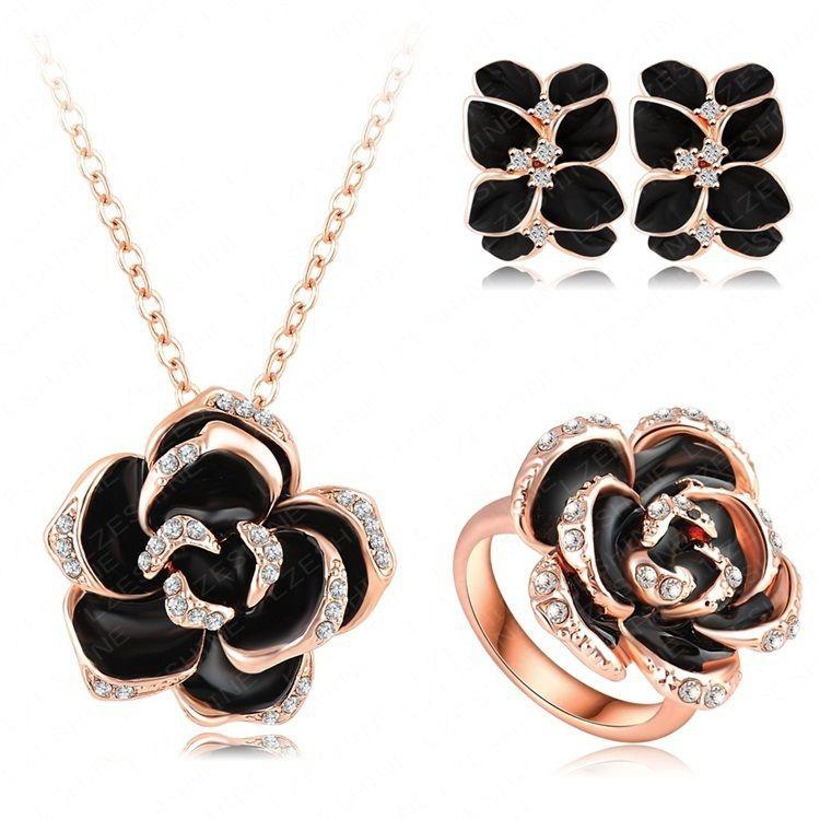 Hot Fashion Jewelry Set 18K Rose Gold Plated Genuine Austrian Crystal