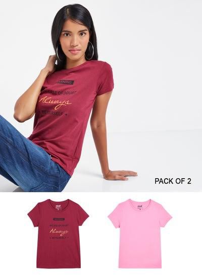 2 Pack Solid Design T-Shirt Multicolour