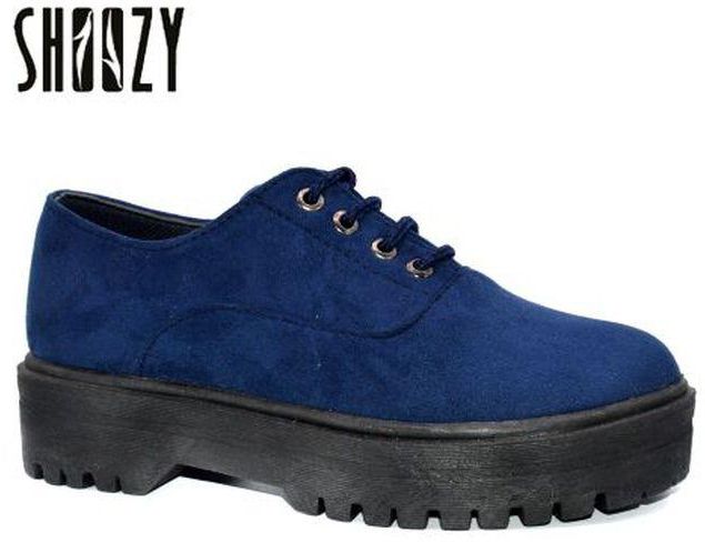 Shoozy Women Lace Up Flat Shoes - Blue