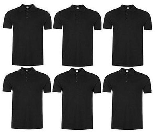Men's Plain Polo T-Shirt 6 In 1 Short-Sleeve-Black