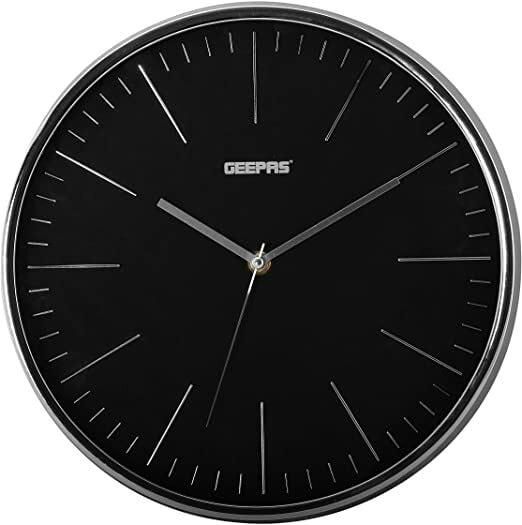 Geepas Wall Clock - Silent Non-Ticking, Round Decorative Wall Clock For Living Room, Bedroom, Kitchen (Battery Not Included) 3D Silver Dial | 2 Years Warranty