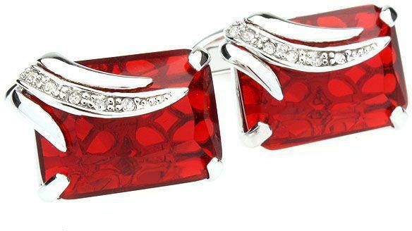Oko stainless steel red crystal cufflinks for man 042