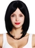 Thin, Straight, Shoulder-length Synthetic Hair Wig, Black With Bangs