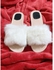 Fur Slippers With Medical & Comfortable Leather Sole -Flat - White Fur