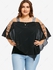 Plus Size Chiffon Hollow Out Sleeves Cold Shoulder Asymmetric Shirt - L | Us 12