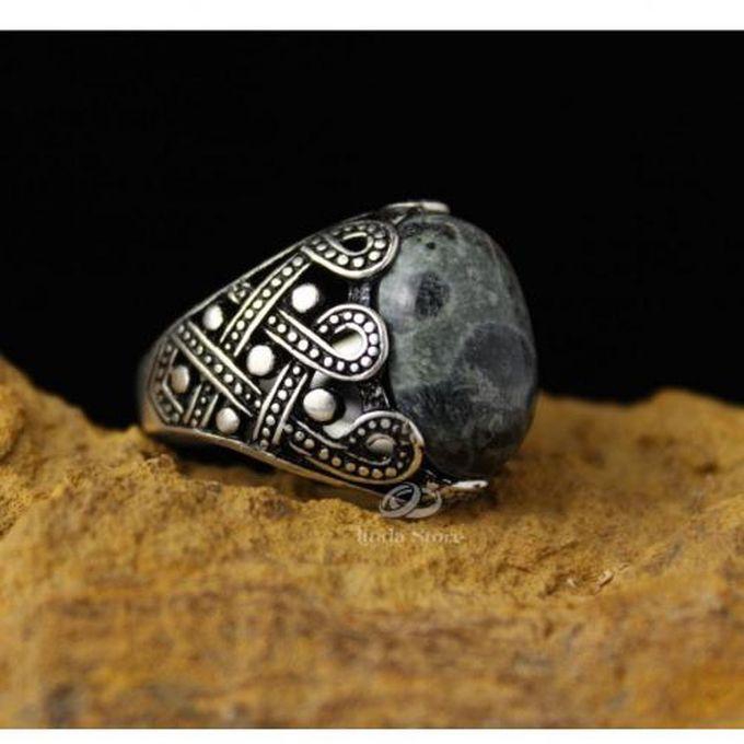 Ring With Natural Yemeni Agate Stone - Turkish Silver 925