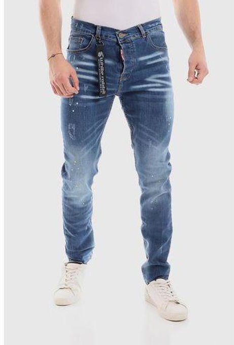 White Rabbit Front Scratch Wah out Casual Jeans - Standard Blue