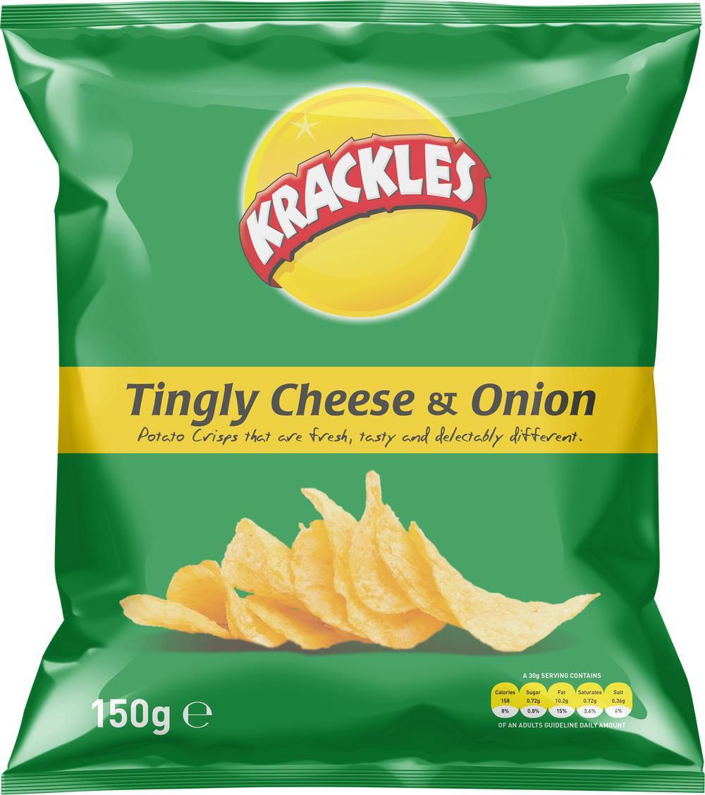 Krackles Potato Crisps Tingly Cheese & Onion