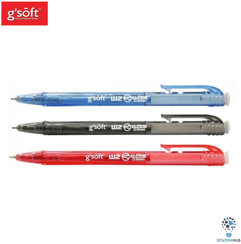 G'Soft W2 Retractable Ball Pen 0.5mm (3 Colors)