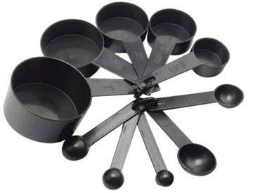 10-Piece Measuring Cups And Spoon Set Black 15 x12centimeter Black 15 x12centimeter