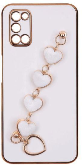 Oppo A52 / A92 / A72 - Silicone Cover With Gold Frame And Heart Velvet Chain