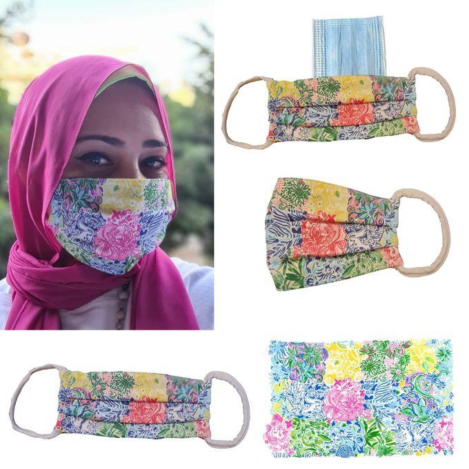 aZeeZ Floral Patches Women's Face Mask - 3 Layers + 5 SMS Filter - One Size