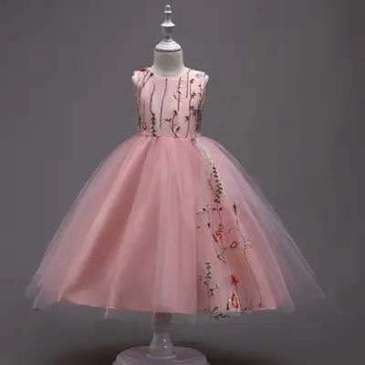 2021 High quality Baby Girls Flower bowknot Wedding Party Gown Children Tutu Dress girls Princess dress kids clothes