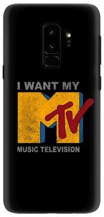 غطاء حماية من سلسلة سناب كلاسيك بطبعة عبارة " I Want My MTV" لهاتف سامسونج جالاكسي S9 بلس أسود/ أصفر/ أحمر