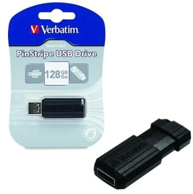 Verbatim Pinstripe USB 2.0 Flash Drive USB Memory Stick - 128GB